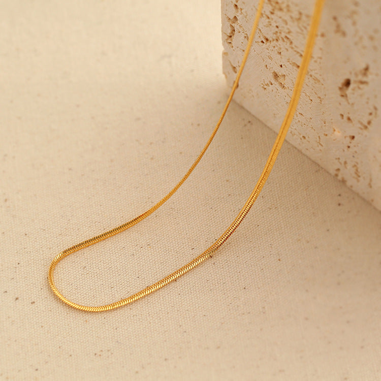 Simple Geometric Stacked Chain Twist Snake Bone Necklace