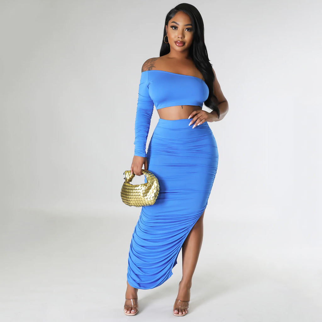 Tight Pleated Irregular Two-piece Set