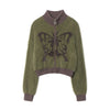 Mohair Stand Collar Cardigan Autumn And Winter Butterfly Embroidery Zipper Sweater