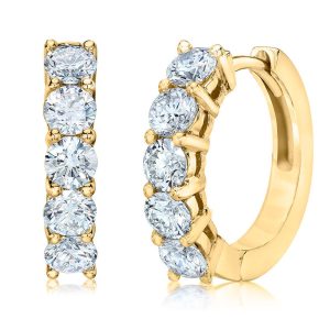 1.00ctw Round Brilliant Cut Diamond Hoop Earrings, 18ct Yellow Gold