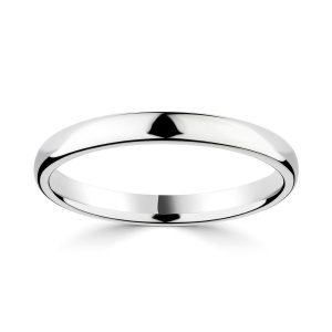 2.5mm Classic Court Wedding Ring, 18ct White Gold