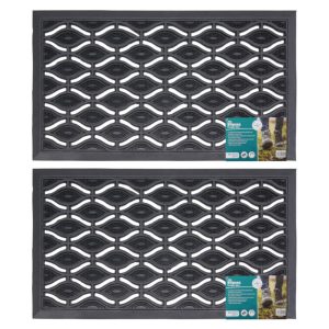 JVL Elipses Eyes Rubber Door Mat, 40 x 70 cm - 2 Pack