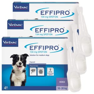 Effipro® Spot-On Flea and Tick Treatment for Medium Dogs (10-20kg), 3 x 4 x 134mg