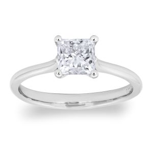 1.00ct Princess Cut Diamond Solitaire Ring, Platinum