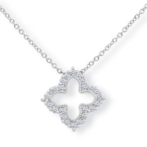 0.38ctw Round Brilliant Cut Diamond Quatrefoil Pendant, 18ct White Gold
