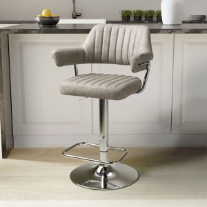 Cortez Mink Faux Leather Gas Lift Bar Stool, 2 Pack