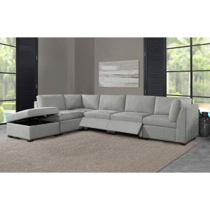 Thomasville Rockford Grey Modular Sofa with Power Footrest