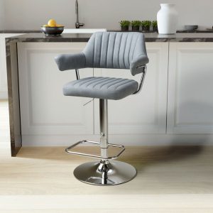 Cortez Light Grey Faux Leather Bar Stool, 2 Pack