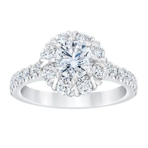 2.00ctw Round Brilliant Cut Diamond Halo Ring, 14ct White Gold