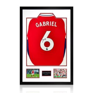 Gabriel Magalhães Signed Framed Arsenal 24/25 Football Shirt including 2 Photos
