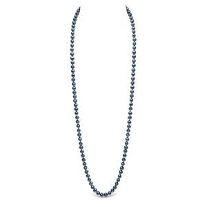 7.5mm-8mm Freshwater Black Pearl Necklace, 18ct Yellow Gold
