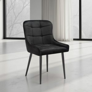 Indus Valley Kia Black Velvet Dining Chair, 2 Pack