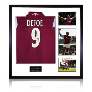 Jermain Defoe Signed Framed West Ham Football Shirt including 3 Photos