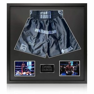 Daniel Dubois Signed Framed Boxing Shorts including 2 Photos