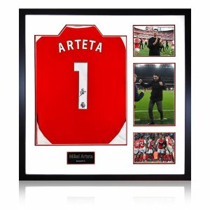 Mikel Arteta Signed Framed Arsenal Football Shirt including 3 Photos