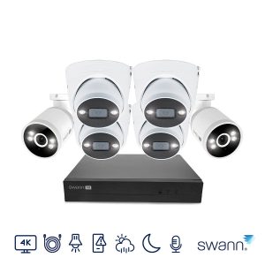 Swann 4K NVR 8 x Channel / 4 x NHD-ADVANCXD Dome & 2 x NHD-ADVANCXB Bullet Cam 1TB HDD