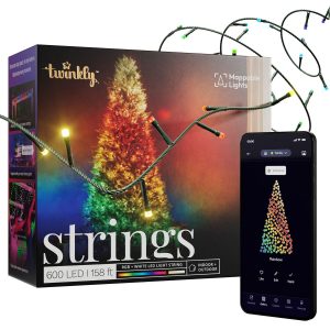 158ft (48m) Twinkly Generation II 600 App Controlled Multicolour + White Strings LED Lights