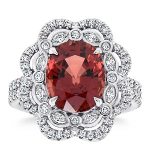Oval Cut Spinel & 0.80ctw Diamond Halo Ring, Platinum