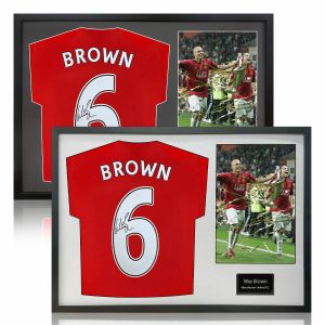 Wes Brown Signed Framed Manchester United Football Shirt including 1 Photo in 2 Options: White or Black Mount
