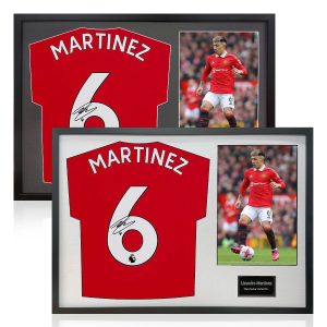 Lisandro Martinez Signed Framed Manchester United Football Shirt including 1 Photo in 2 Options: White or Black Mount