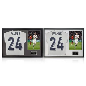 Cole Palmer Signed Framed England Football Shirt including 1 Photo in 2 Options: White or Black Mount