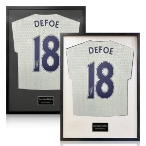 Jermain Defoe Signed Framed Spurs Football Shirt in 2 Options: White or Black Mount