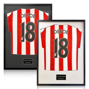 Jermain Defoe Signed Framed Sunderland Football Shirt in 2 Options: White or Black Mount