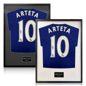 Mikel Arteta Signed Framed Everton Football Shirt Only in 2 Options: White or Black Mount
