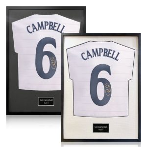 Sol Campbell Signed Framed England Football Shirt in 2 Options: White or Black Mount