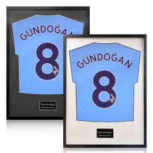 ฤฐlkay Gรผndoฤan Signed Framed Manchester City Football Shirt including in 2 Options: White or Black Mount
