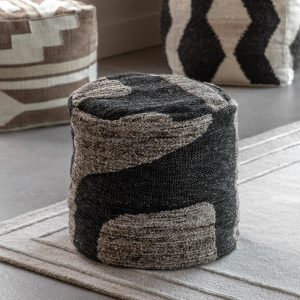 Gallery Bergen Mono Graphic Drum Pouffe, 50 x 45 cm