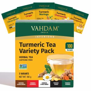 Vahdam Turmeric Tea Variety, 100 Pack