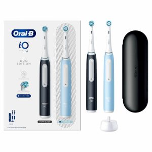 Oral B iO 3 Duo Pack Power Electric Toothbrush, Matt Black & Ice Blue