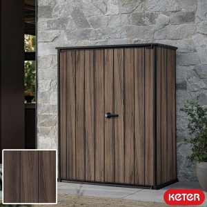 Keter Rosewood 4ft 6" x 2ft 4" (1.4 x 0.7m) 1,415 Litre Vertical Storage Shed with Shelves