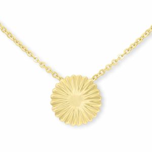14ct Yellow Gold Textured Disc Pendant