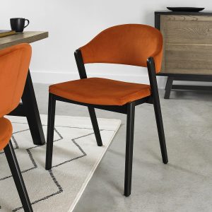 Bentley Designs Camden Peppercorn Rust Velvet Dining Chair, 2 Pack