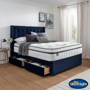 Silentnight Velvet 4 Drawer Divan Base with Bloomsbury Headboard in 2 Colours & 3 Sizes