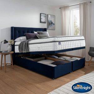 Silentnight Velvet Full Ottoman Divan Base with Bloomsbury Headboard in 2 Colours & 3 Sizes