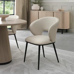 Bentley Designs Luca Beige Faux Leather Dining Chair, 2 Pack
