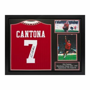 Eric Cantona Signed Framed Manchester United Football Shirt