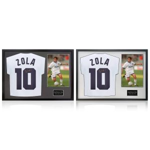 Gianfranco Zola Signed Framed Parma Calcio Football Shirt & 1 Photo in 2 Options: White or Black Mount