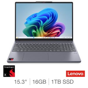 Lenovo IdeaPad Slim 3 Copilot+ PC, Snapdragon X, 16GB RAM, 1TB SSD, 15.3 Inch Laptop, 83N3002CUK