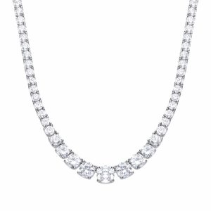 Diamonfire Sterling Silver Graduated Cubic Zirconia Tennis Necklace