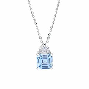 Diamonfire Sterling Silver Blue Cubic Zirconia Square Cut Necklace