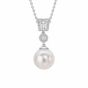 Diamonfire Sterling Silver Zirconia and Shell Pearl Drop Pendant