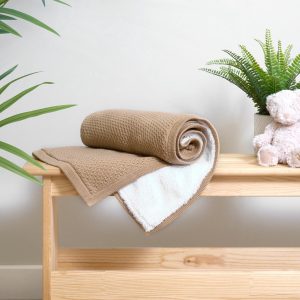 Clair De Lune Organic Cotton Sherpa Fleece Travel Blanket in 2 Colours, 70 x 100 cm