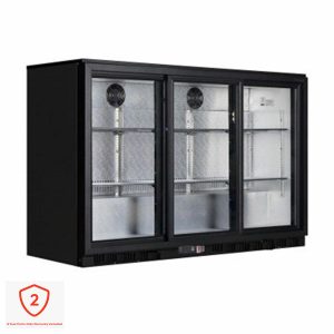 Contender RRG023 320L Commercial Sliding Triple Door Bottle Cooler, C Rated in Black