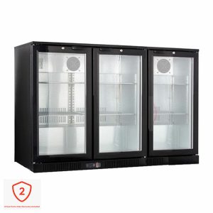Contender RRG022 320L Commercial Hinged Triple Door Bottle Cooler, C Rated in Black