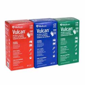 Medicom Vulcan Powder-Free Nitrile Disposable Gloves, Indigo Blue, 150 Pack - in 3 sizes