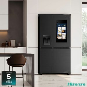 Hisense PureFlat Eclipse RS9P628GPFE, Plumbed Side By Side Fridge Freezer, E Rated In Dark Steel